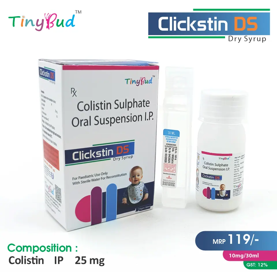 Colistin Sulphate (25mg) Dry Syrup at the best price in PCD Pharma Franchise for Antibiotic, Bacterial Infections.
